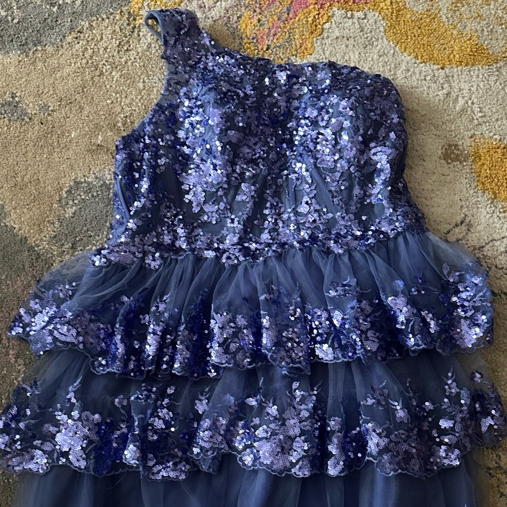 Purple Sequins Stacees One-Shoulder Dress